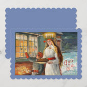 Sint-Lucia en kind die saffronbroodjes bezorgen Kaart (Voorkant / Achterkant)