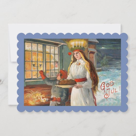 Sint-Lucia en kind die saffronbroodjes bezorgen Kaart (Voorkant)