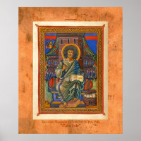 Sint Luke Verlichte Medieval Religieuze Kunst Druk