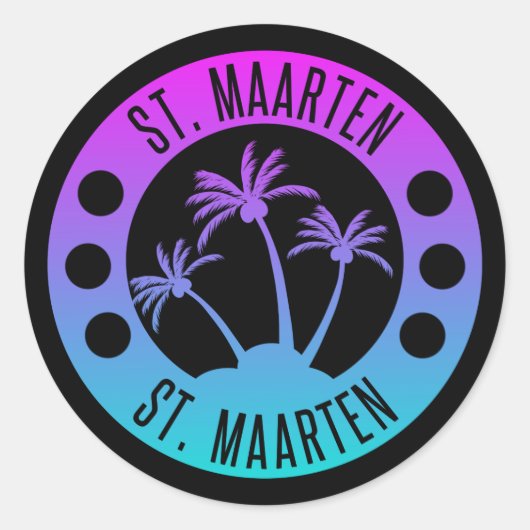 Sint Maarten Blue Gradient Sint Martin Ronde Sticker (Voorkant)