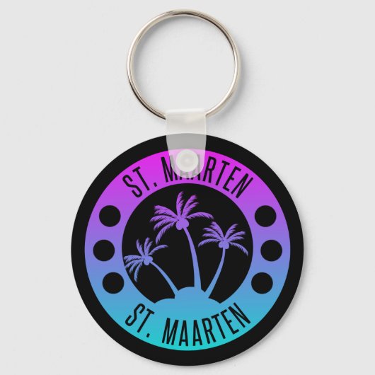 Sint Maarten Blue Gradient Sint Martin Sleutelhanger (Voorkant)