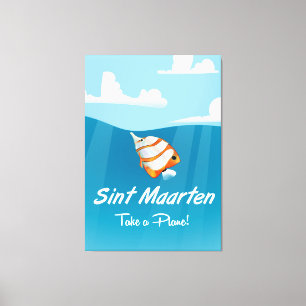 Sint Maarten cartoon van de reisposter. Canvas Afdruk