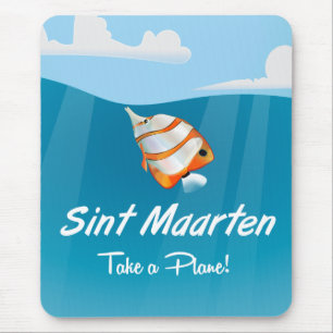 Sint Maarten cartoon van de reisposter. Muismat