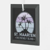 Sint Maarten De vriendelijke eilandretro Sint Mart Glas Ornament (Voorkant links)