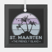 Sint Maarten De vriendelijke eilandretro Sint Mart Glas Ornament (Voorkant)
