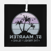 Sint Maarten De vriendelijke eilandretro Sint Mart Glas Ornament (Achterkant)