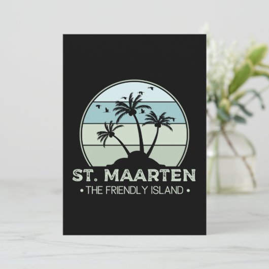 Sint Maarten De vriendelijke eilandretro Sint Mart Kaart (Staand voorkant)