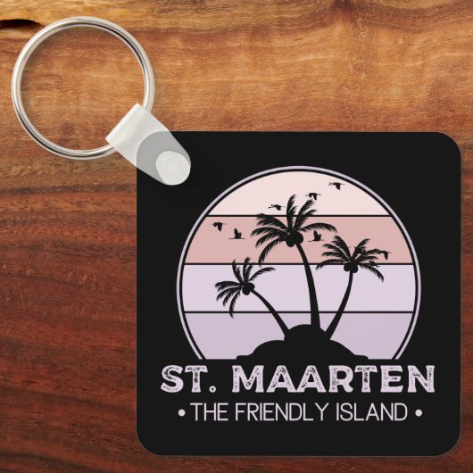 Sint Maarten De vriendelijke eilandretro Sint Mart Sleutelhanger (Voorkant)