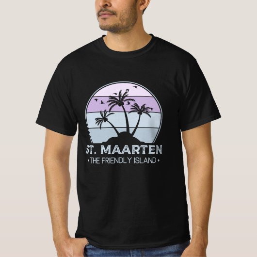 Sint Maarten De vriendelijke eilandretro Sint Mart T-shirt (Voorkant)