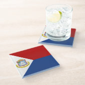 Sint Maarten Flag Glazen Onderzetter (Schuin)