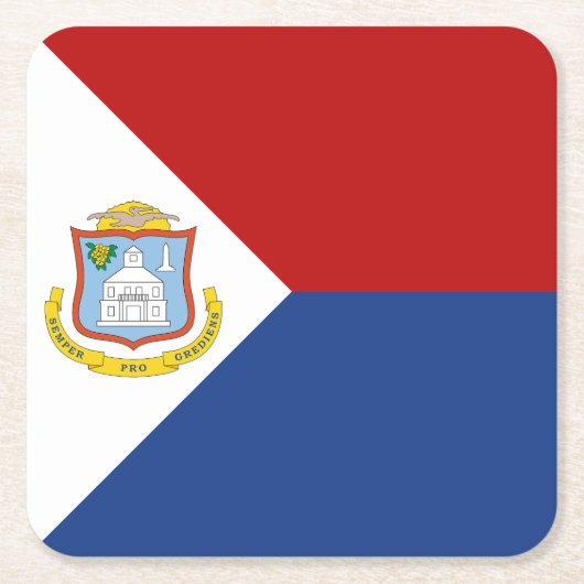 Sint Maarten Flag Vierkante Kartonnen Onderzetter (Voorkant)