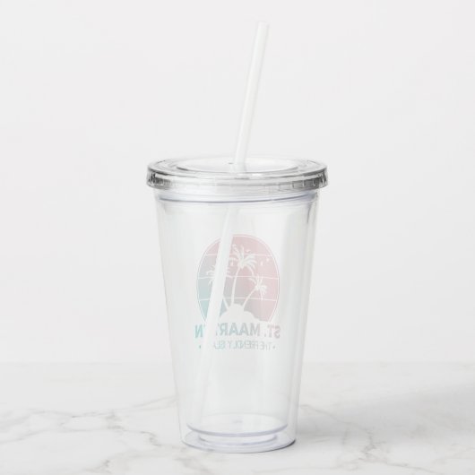 Sint-Maarten | Gradiënt Sint-Martin Retro Acryl Drinkbeker (Achterkant)