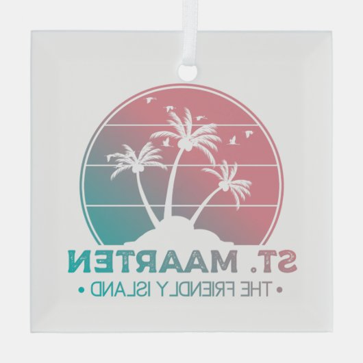 Sint-Maarten | Gradiënt Sint-Martin Retro Glas Ornament (Achterkant)