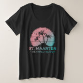 Sint-Maarten | Gradiënt Sint-Martin Retro Grote Maat T-shirt (Design voorkant)