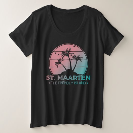Sint-Maarten | Gradiënt Sint-Martin Retro Grote Maat T-shirt (Design voorkant)
