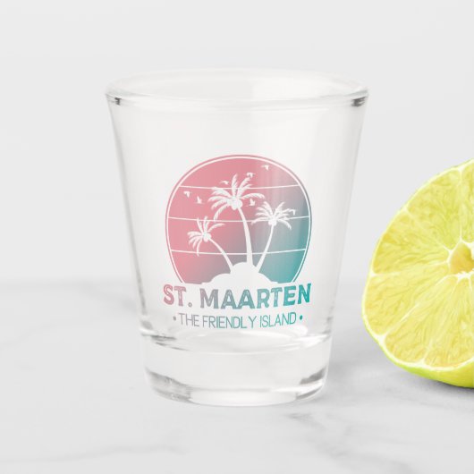 Sint-Maarten | Gradiënt Sint-Martin Retro Shot Glas (Voorkant)