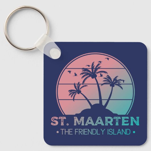 Sint-Maarten | Gradiënt Sint-Martin Retro Sleutelhanger (Voorkant)