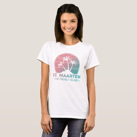 Sint-Maarten | Gradiënt Sint-Martin Retro T-shirt (Voorkant volledig)