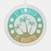 Sint Maarten Ocean Aqua Blue Gradient Sint Martin Glas Ornament (Voorkant)