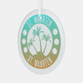 Sint Maarten Ocean Aqua Blue Gradient Sint Martin Glas Ornament (Voorkant links)