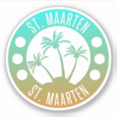 Sint Maarten Ocean Aqua Blue Gradient Sint Martin Sticker (Voorkant)