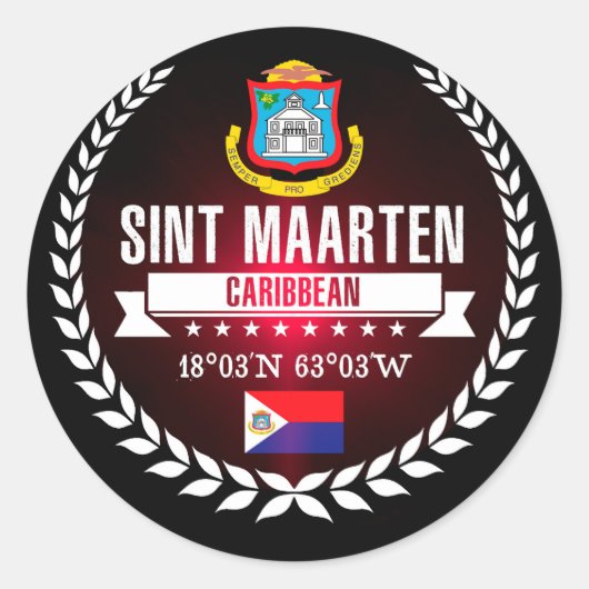 Sint Maarten Ronde Sticker (Voorkant)