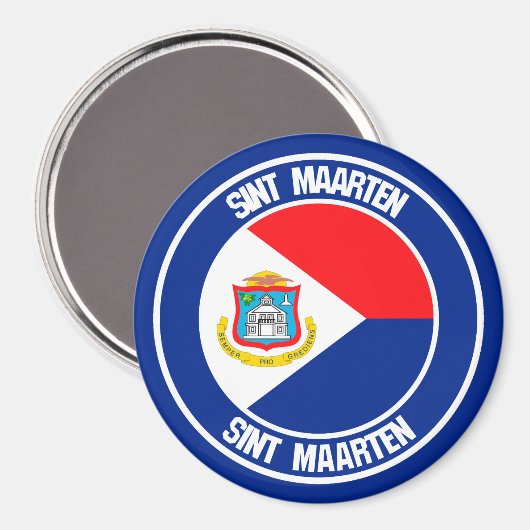 Sint Maarten Round Emblem Magneet (Voorkant / Achterkant)