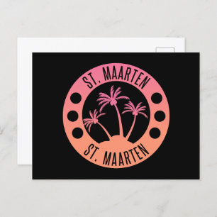 Sint-Maarten Roze en Coral Gradient Sint Martin Briefkaart