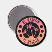 Sint-Maarten Roze en Coral Gradient Sint Martin Magneet (Voorkant / Achterkant)