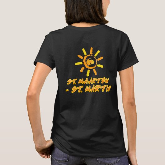 Sint-Maarten - Sint-Martin felgeel en oranje T-shirt (Achterkant)