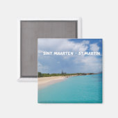 Sint Maarten - St. Martin Beach Scene Magneet (Voorkant / Achterkant)