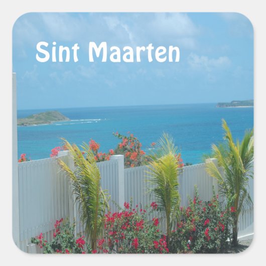 Sint Maarten - St. Martin Ocean Blue Seascape Squa Vierkante Sticker (Voorkant)