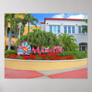 Sint Maarten, Welkomstbord, fotografie, Nederlands Poster
