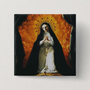 Sint Margaret Mary Alacoque Vierkante Button 5,1 Cm
