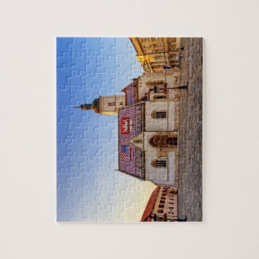 Sint-Mark-kerk en plein tegen zonsondergang in Zag Legpuzzel (Verticaal)