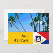 Sint Marteen Sint-Martin-vlag en palmbomen Briefkaart (Voorkant / Achterkant)