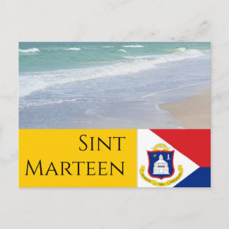 Sint Marteen St Martin vlag en stranden Briefkaart