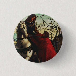 Sint Martinus van Tours deelt de mantel Kunstwerk Ronde Button 3,2 Cm