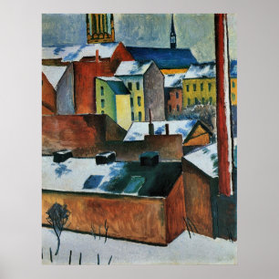Sint-Mary's kerk in de sneeuw door August Macke Poster