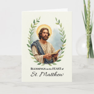 Sint-Mattheus Feestdag Zegeningen Bladerkrans Kaart
