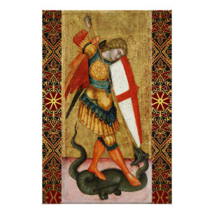 Sint Michael Archangel en Dragon Sienese Perfect Poster
