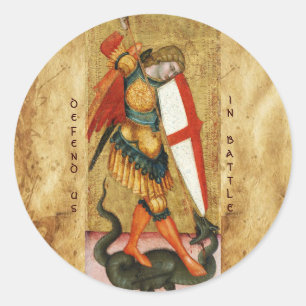Sint Michael Archangel en Dragon Sienese Ronde Sticker