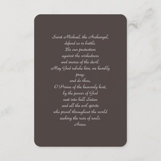 Sint-Michaël de Aartsengel met Gebed Informatiekaartje (Achterkant)