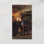 Sint-Michael en de draak, bruin wit Visitekaartje (Achterkant)