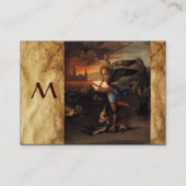 Sint-Michael en de draak, monogram rood Visitekaartje (Achterkant)