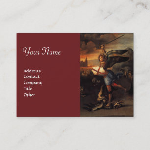 Sint-Michael en de draak, monogram rood Visitekaartje