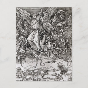 Sint-Michael en de Draak uit een Latijn Briefkaart