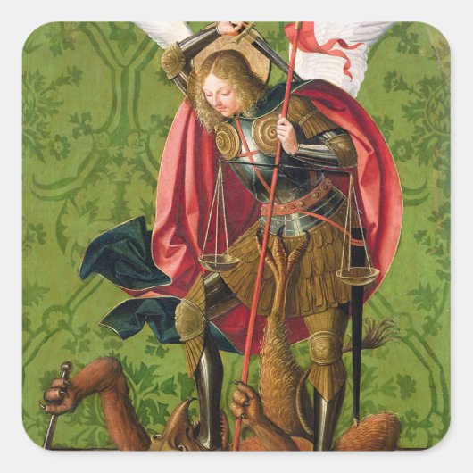 Sint Michael Killing the Dragon Vierkante Sticker (Voorkant)