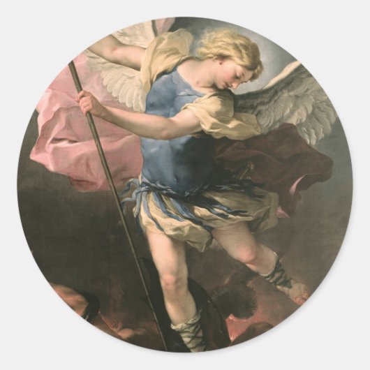 Sint-Michael, Luca Giordano (Fa Presto) Ronde Sticker (Voorkant)