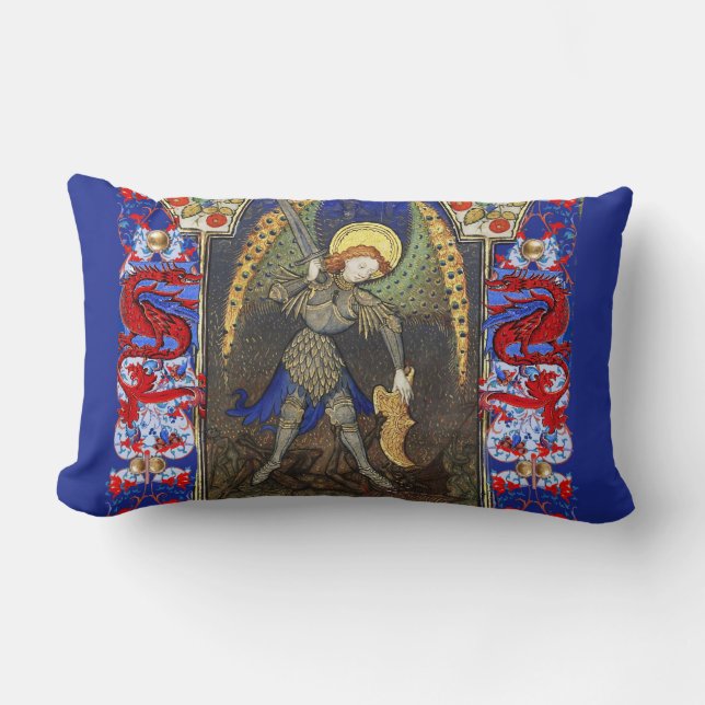 Sint Michael the Archangel met Devil, Rode Dragons Kussen (Voorkant)